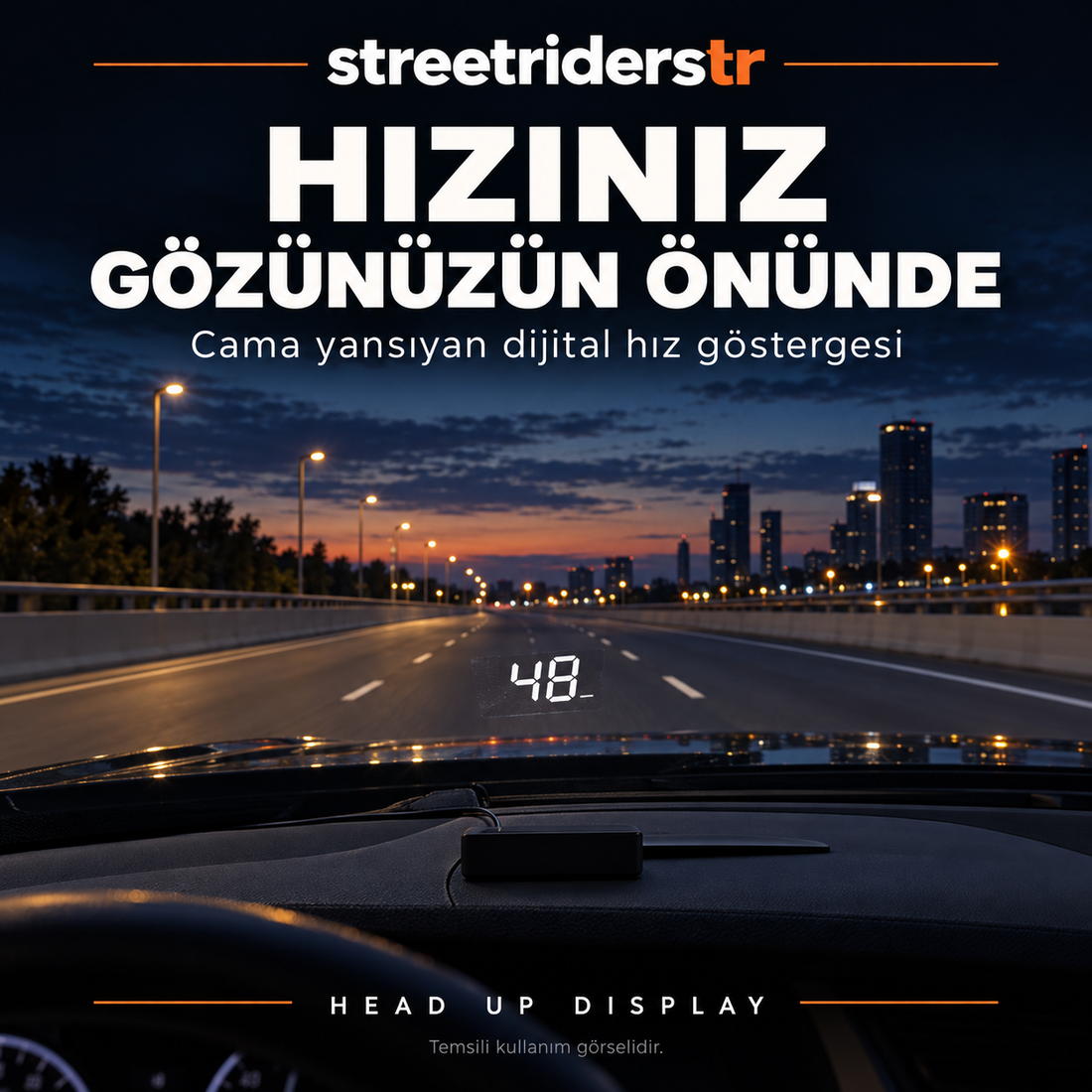 HUD Ön Cama Yansıyan GPS Hız Göstergesi