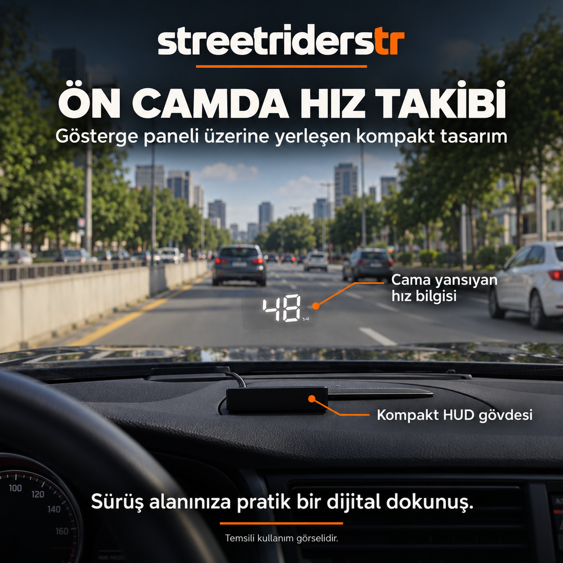 HUD Ön Cama Yansıyan GPS Hız Göstergesi